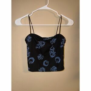 Rue21 Black Camisole with Blue Pattern